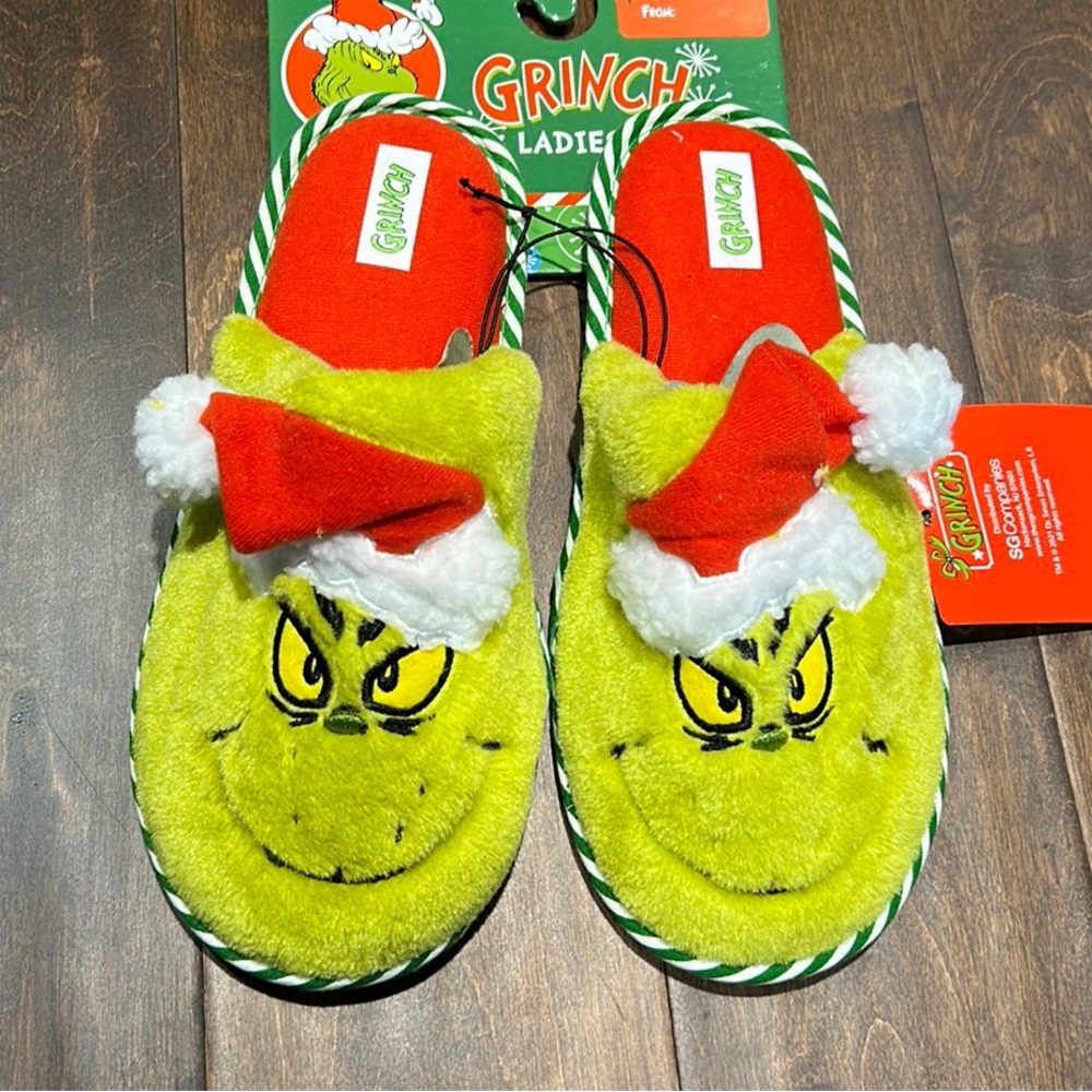 Dr. seuss Mr Grinch Women’s slippers Green New Christmas Gift - Picture 1 of 2